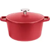 GSW Gusseisentopf rot 21cm 3,8 Liter mit Deckel Edelstahlknopf backofengeeignet bis 240 °C