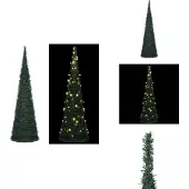 vidaXL Künstlicher Pop-Up-Weihnachtsbaum mit Beleuchtung Grün 150 cm - Weihnachtsbäume
