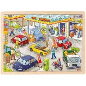 Goki Einlegepuzzle Tankstelle