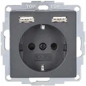 USB Schutzkontakt-Steckdose inCharge Pro, 2x , 2,4 A, anthrazit matt