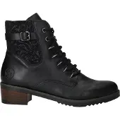 Rieker Damen Schnürboot Blockabsatz Stiefelette Zierschnalle Y0500, Größe:38 EU, Farbe:Schwarz