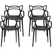 Kartell Masters Stuhl, schwarz, Höhe 83 cm - , Masters, Schwarz, für Wohnzimmer, Kunststoff, Design