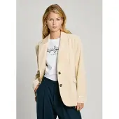 Pepe Jeans für Damen. PL402459 Beigefarbener Blazer Cara beige (M), Weiß, Lässig, Baumwolle
