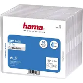 Hama CD Slim Pack 4, pack 10, 4 Disks, Transparent, 143 mm, 125 mm, 105 mm, 608 g