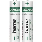 Hama 00223525, Wiederaufladbarer Akku, AAA, Nickel-Metallhydrid (NiMH), 1,2 V, 2 Stück(e), 700 mAh