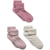 Minymo Socken - 3er-Pack - Rib - Pink Smoke - - 23/26 - Socken
