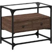vidaXL TV-Schrank mit Glasplatte Braun Eiche 60x35x51 cm Holzwerkstoff