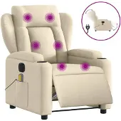 vidaXL Massagesessel Elektrisch Creme Stoff