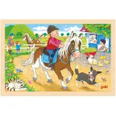 Goki Einlegepuzzle Ponyhof aus Holz 24 Teile ab 3