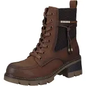 Rieker Damen Schnürboot Warmfutter Stiefelette Profilsohle Ziernaht 92032, Größe:42 EU, Farbe:Braun