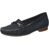 Rieker Mokassin , Damen, Gr. 37, blau (dunkelblau), Nubuklederimitat, Schuhe Mokassin, Slipper, Sommerschuh mit toller Schmuckspange