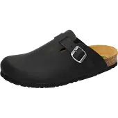 Brinkmann Nerpio Clogs Hochwertiges Fettleder für erstklassigen Komfort, Gepolstertes Fußbett mit Noppen zur Dämpfung, Verstellbare Schnalle für optimale Passform schwarz 46 EU