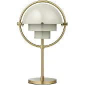 Gubi Multi-Lite Portable Tischlampe, messing/grau, 30 cm - , Multi-Lite, dimmbar, Gold / Messing, für Wohnzimmer, Metall, Design