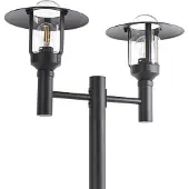 Beliani Außenlaterne Schwarz aus Aluminium 2 Flammig 2 Lampen Mastleuchte Stehleuchte Außenleuchte Gartenlaterne Outdoor Modernes Design für Garten