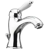 Sapho KIRKÉ WHITE Waschtischarmatur mit Ablauf, weißer Hebel, Chrom