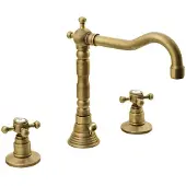 Sapho ANTEA 3-Loch Waschtischarmatur mit Retro-Einlauf, mit Ablaufgarnitur, Bronze