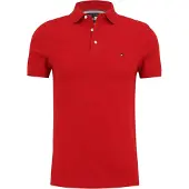 Tommy Hilfiger Herren Poloshirt Kurzarm 1985 Slim Fit, Mehrfarbig (Medium Red),