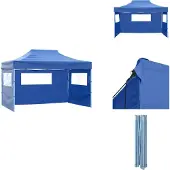vidaXL Faltzelt mit 3 Seitenteilen 3x4,5 m Blau - Pavillons & Partyzelte