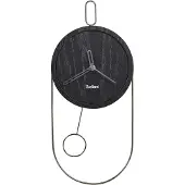 Beliani Wanduhr Schwarz MDF und Metall Oval Holzoptik mit Pendel Zeigern Sekundenzähler Batteriebetrieben ohne Zahlen Indizes Retro-Design Pendeluhr