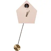 Beliani Kuckucksuhr Rosa 24 x 63 cm mit Goldenen Details Ohne Ziffern Modernes Design Wanduhr Wanddeko Accessoires für Wohnzimmer Kinderzimmer