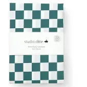 Studio Ditte Spannbettlaken Blokjes Petrol Green-90 x 200 cm