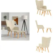 vidaXL Relaxsessel mit Hocker Creme Stoff - Sessel