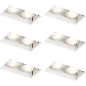 QAZQA - Modern Set mit 6 Einbaustrahlern weiß GU10 50mm 2-flammig ohne Rahmen - Oneon - Stahl Rechteckig - LED geeignet GU10