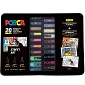 Posca Filzstifte m. Metallbox - 20 st. - Straße Art - - One Size - Filzstifte