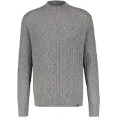 Lerros Cable-Strickpullover mit Turtleneck - Platinum Grey Melange - XXXL
