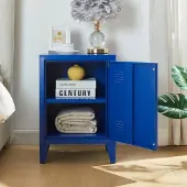 En.casa Nachtschrank Inari Türgriff links Stahl Blau []