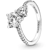 Pandora 191198C01 Silberring für Damen Funkelnde Herzen Solitär