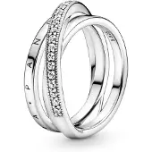 Pandora 199057C01 Damen-Ring Silber Dreifach Gekreuzte Pavé Schienen