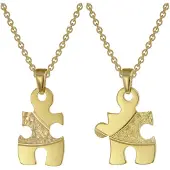 Trendor 75950 Puzzle Partner Set Gold auf Silber + 2 Halsketten