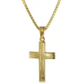 Trendor 75125 Anhänger Kreuz 585 Gold (14 Karat) mit goldplattierter Kette