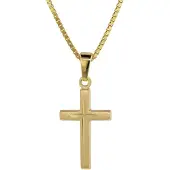 Trendor 75276 Kreuz-Anhänger Gold 585 (14 Kt.) + Goldplattierte Kette