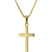 Trendor 51056 Damen Kreuz-Anhänger 333 / 8K Gold + Vergoldete Silberkette