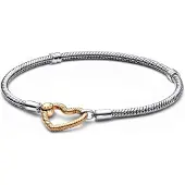 Pandora 569539C00 Damenarmband 925 Silber mit Goldfarbenem Herz-Verschluss