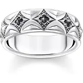 Thomas Sabo TR2453-643-11 Herrenring Rautenmuster mit schwarzen Steinen Silber