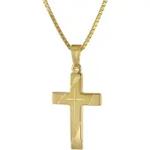 Trendor 75676 Kreuz Anhänger Gold 333 mit goldplattierter Silberkette