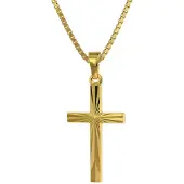 Trendor 75435 Kreuz-Anhänger Gold 585 / 14K + goldplattierte Silber-Kette