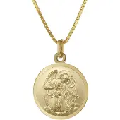 Trendor 41438 Schutzengel Anhänger Ø 18 mm Gold 333 an goldplattierter Kette