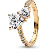 Pandora 161198C01 Damenring Doppeltes Funkelndes Herz Goldfarben