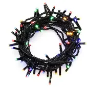 Konstsmide - Micro LED Lichterkette, mit 8 Funktionen, Steuergerät und Memoryfunktion, 180 bunte Dioden, 24V Außentrafo, schwarzes Kabel ; 3632-500