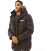 Bench Herren Tillor Parka mit Pelzbesatz Kapuze gefüttert Ripstop Schwarz