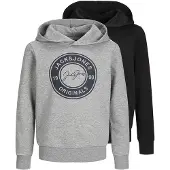 Jack & Jones Junge Thomas 2er-Pack Hoodies Hellgrau Melange/Schwarz
