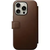 Nomad Apple iPhone 16 Pro Hülle - Echtes Leder - - Klapphülle - Braun