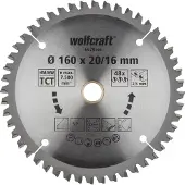 Wolfcraft Kreissägeblatt 160 x 20 mm 48 Zähne Chrom Vanadium