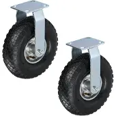 Relaxdays Bockrollen 2er Set, luftbereift 3.00-4, Schwerlastrad, Transportrolle Stahlplatte, bis 120 kg, schwarz/silber