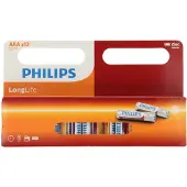 Philips , Batterien AAA R03 1.5V Zinc LongLife Pack 12 Stück Extra Haltbar, Weiß / Blau