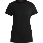 HUGO für Damen. 50417212 Einfarbiges T-shirt schwarz (L), Lässig, Baumwolle, Kurzarm